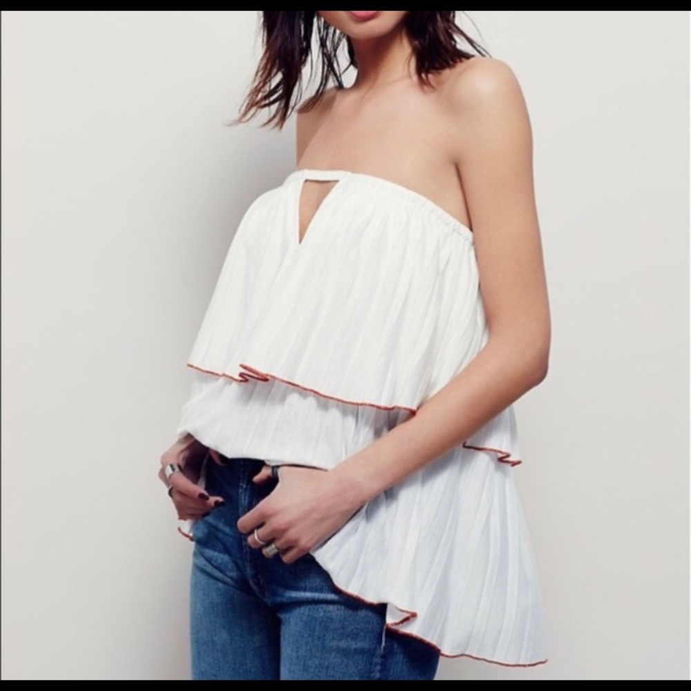 Free People Strapless Pleated Bree Top Size XS